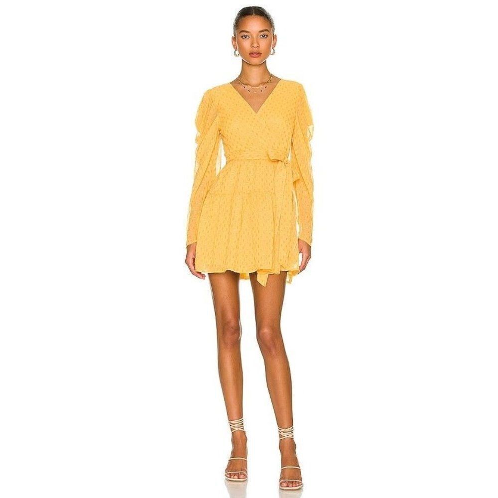 Lovers + Friends Yellow Mini Wrap Dress